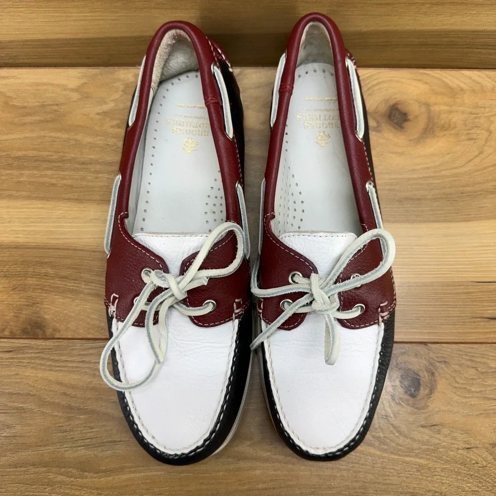 Brooks Brothers Boat Loafers Womens 9 M American Patriotic Navy Red White 5229